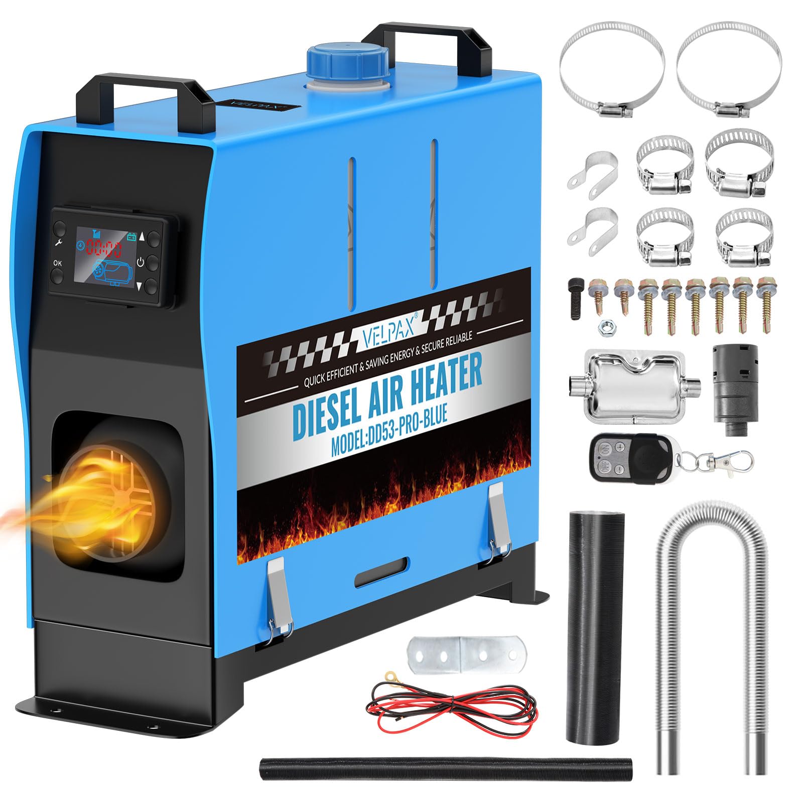 Riscaldatore diesel tutto in uno, riscaldatore ad aria diesel con telecomando e schermo LCD, riscaldatore di parcheggio a riscaldamento rapido a basso rumore, riscaldatore diesel portatile per camion