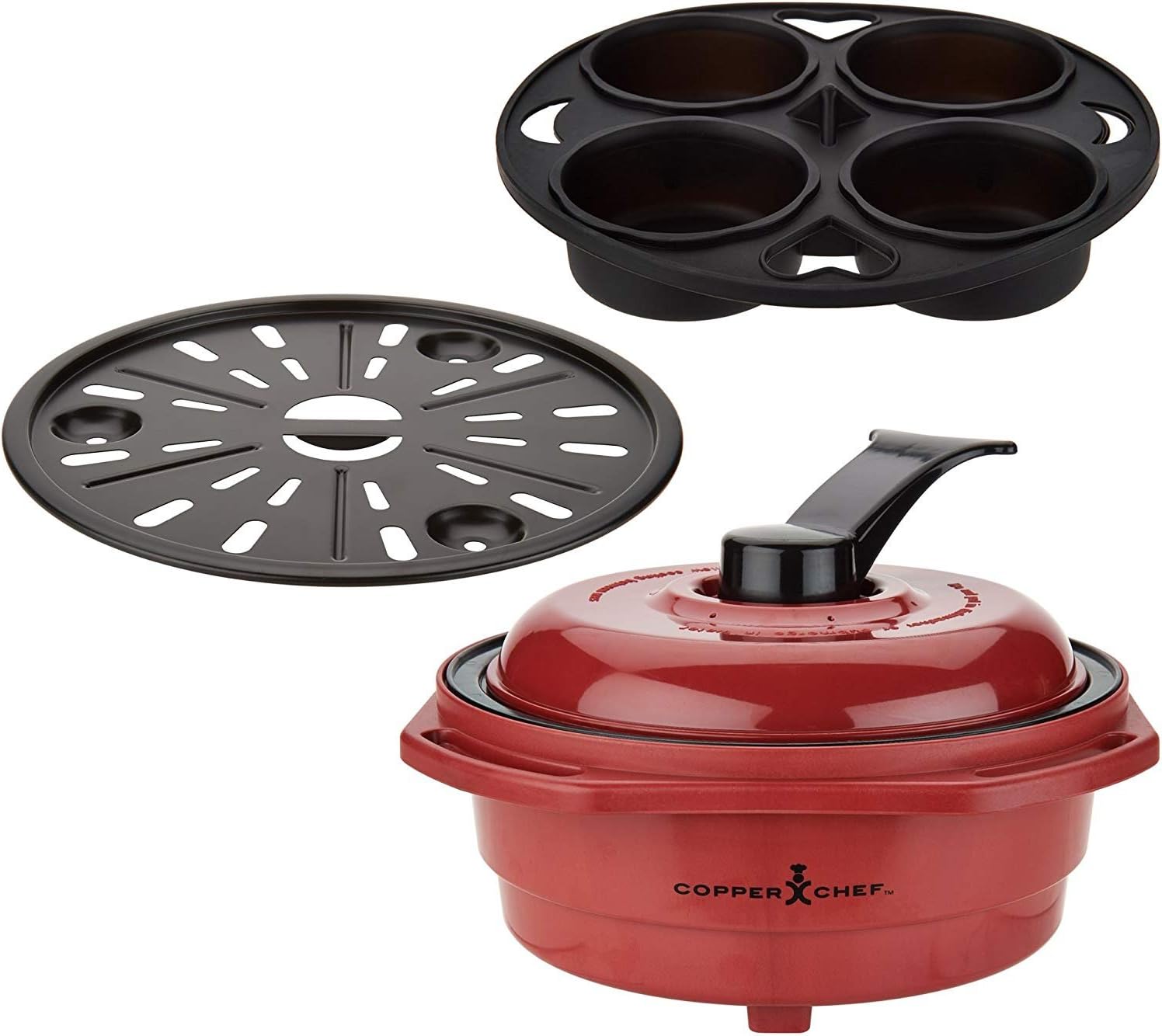 with Grill Press Lid and Accessories (Grill, Bake, Roast, Saute, Steam, Poach) Includes base unit, grill press lid, support ring, baking tray, steam tray, and 23 recipes, Copper Chef