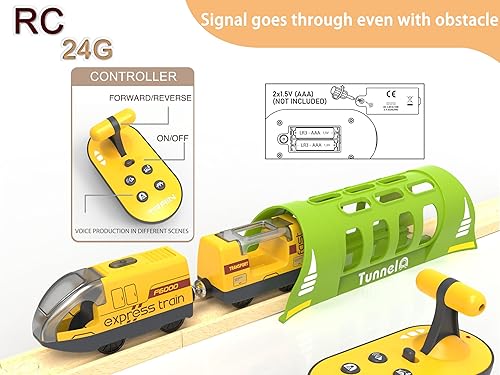 Miniatura 4 de Tren locomotora a pilas con túnel para pistas de madera, juguete motorizado de tren compatible con Thomas, Brio, Chuggington