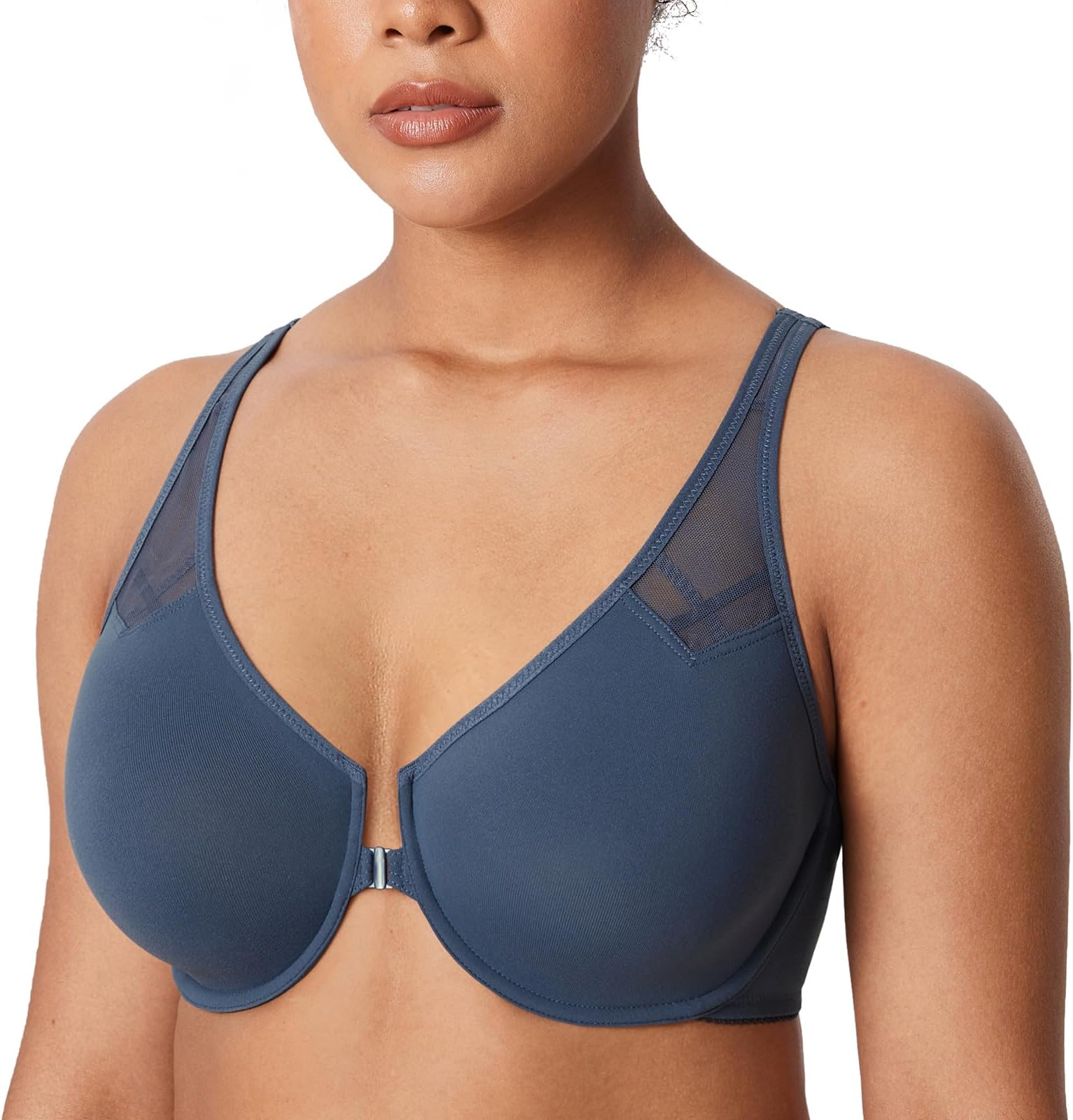 Women's Front Fastening Bras Underwire Unlined Racerback Plus Size Bra