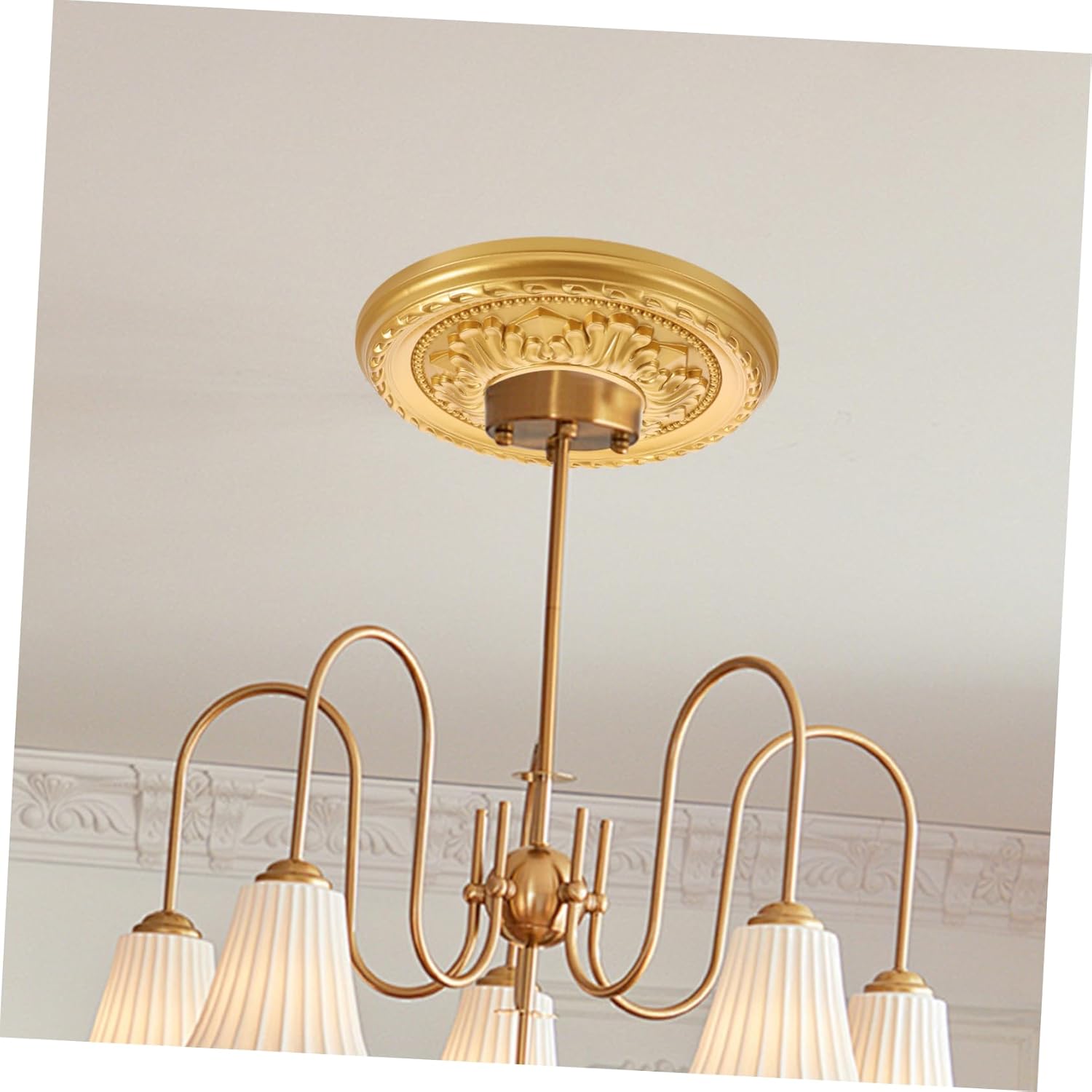 PRETYZOOM Plastic Ceiling Medallion for Light Fixtures Decorative Round Ceiling Cover Plate 12 Easy-to-Install Lighting Trim and Chandeliers Suitable for Home Decor