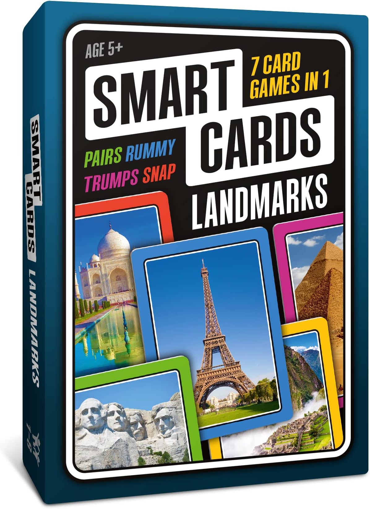 – SMART CARDS Landmarks, Geography Gift, Stocking Filler, Travel Game, 7 games in 1, Pairs, Snap, Trumps, Rummy, Memory Quiz, Learn Facts, 50 Cards, Age 5+, 1-8 Players