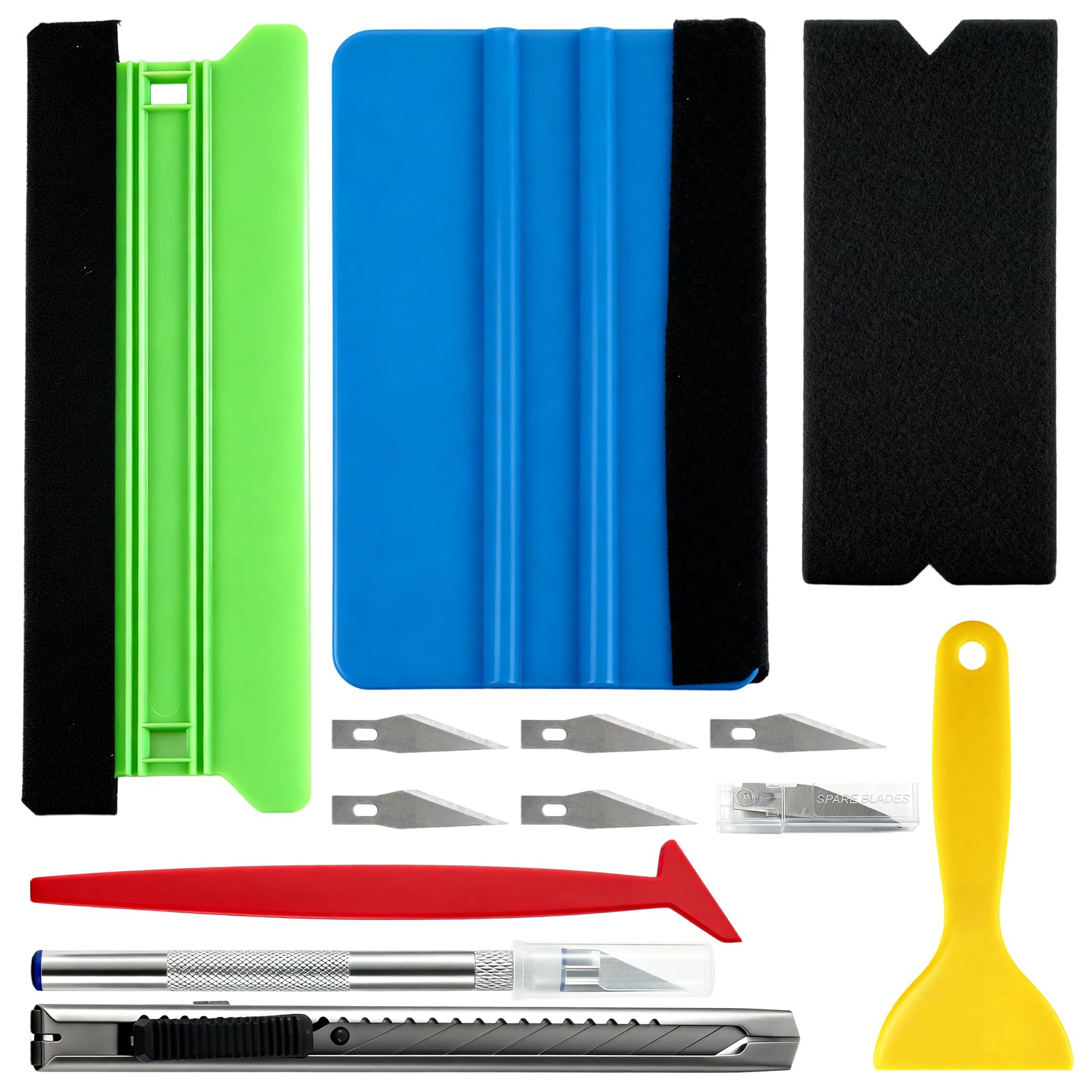 9 PCS Durable Vinyl Wrap Tools, Wallpaper Tools Kit with vinyl squeegee Cutters Edge Tucker, Car Wrapping Tools, Wallpaper Smoother for Bubble Removal, Peeling & Sticking, Vinyl Accessories