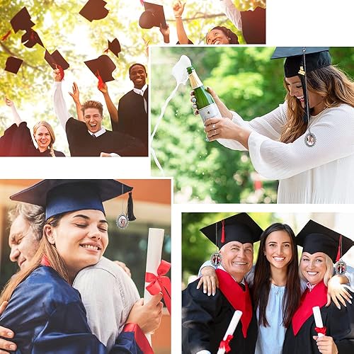 Miniatura 7 de Dije de foto de tapa de graduación, 4 piezas de regalo universitario de clase 2023, borla de graduación personalizada, colgante conmemorativo
