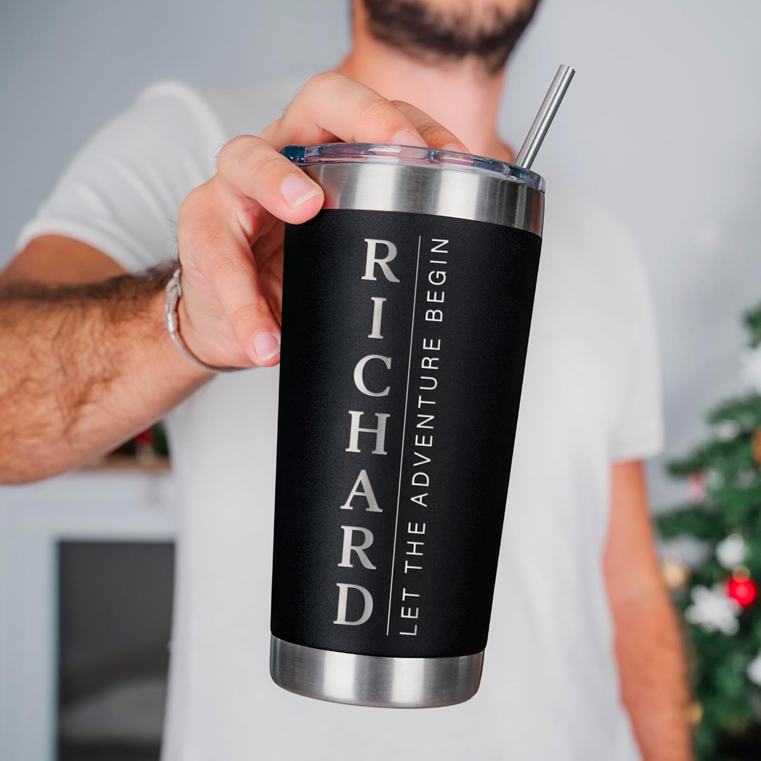 Personalized 20oz Tumbler with Engraved Name | Black Stainless Steel Travel Mug with Slider Lid | Vacuum Insulated Coffee Cup | Custom Gift for Women & Men, Birthday, Christmas - Image 9