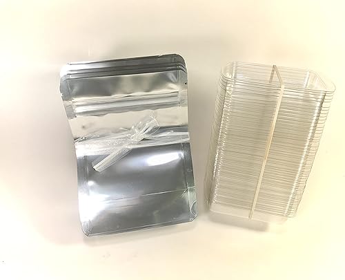 Miniatura 2 de Bolsas de basura de Mylar a prueba de olores (paquete de 50) Bolsa de papel de aluminio, fuerte sello de cremallera reutilizable, 4 mil de grosor.