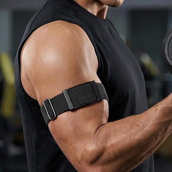 Amazfit Helioストラップ用伸縮性上腕二頭筋バンド 柔軟な上腕&足首ストラップ 保護バンパーケース付き ソフトで通気性のある調節可能なソロループ ランニング クロスフィット ハイロックス & 睡眠トラッキング用