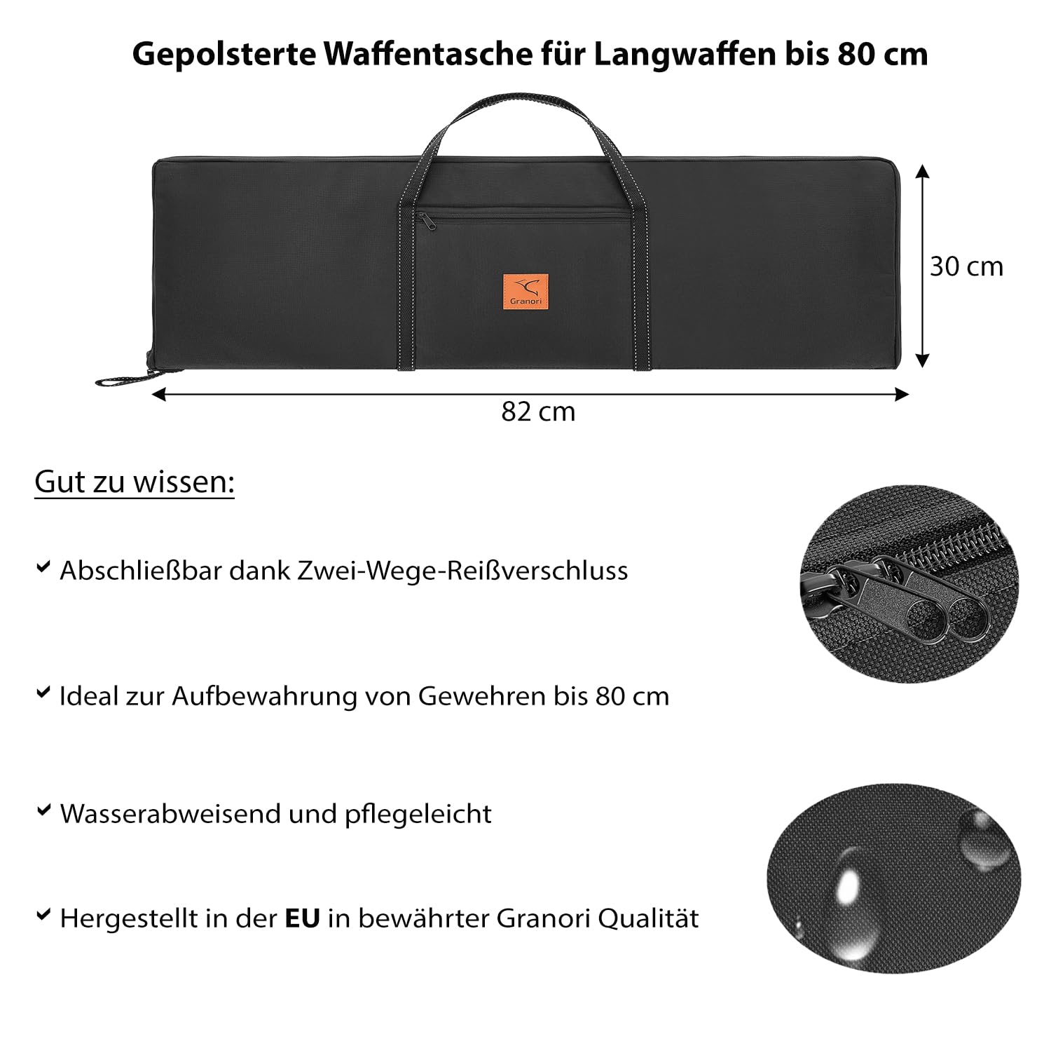 Waffentasche 80/100 cm für Airsoft Gewehr (Gewehrfutteral/Gewehrtasche) abschließbar und gepolstert | Softair Tasche Waffen Futteral mit verschließbaren Außentaschen und Tragegurt