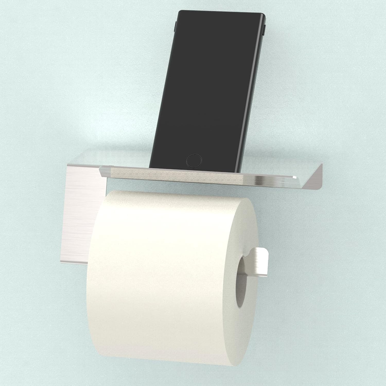 SAFETY+BEAUTY Stainless Steel Toilet Tissue Paper Holder with Phone Shelf - Image 4