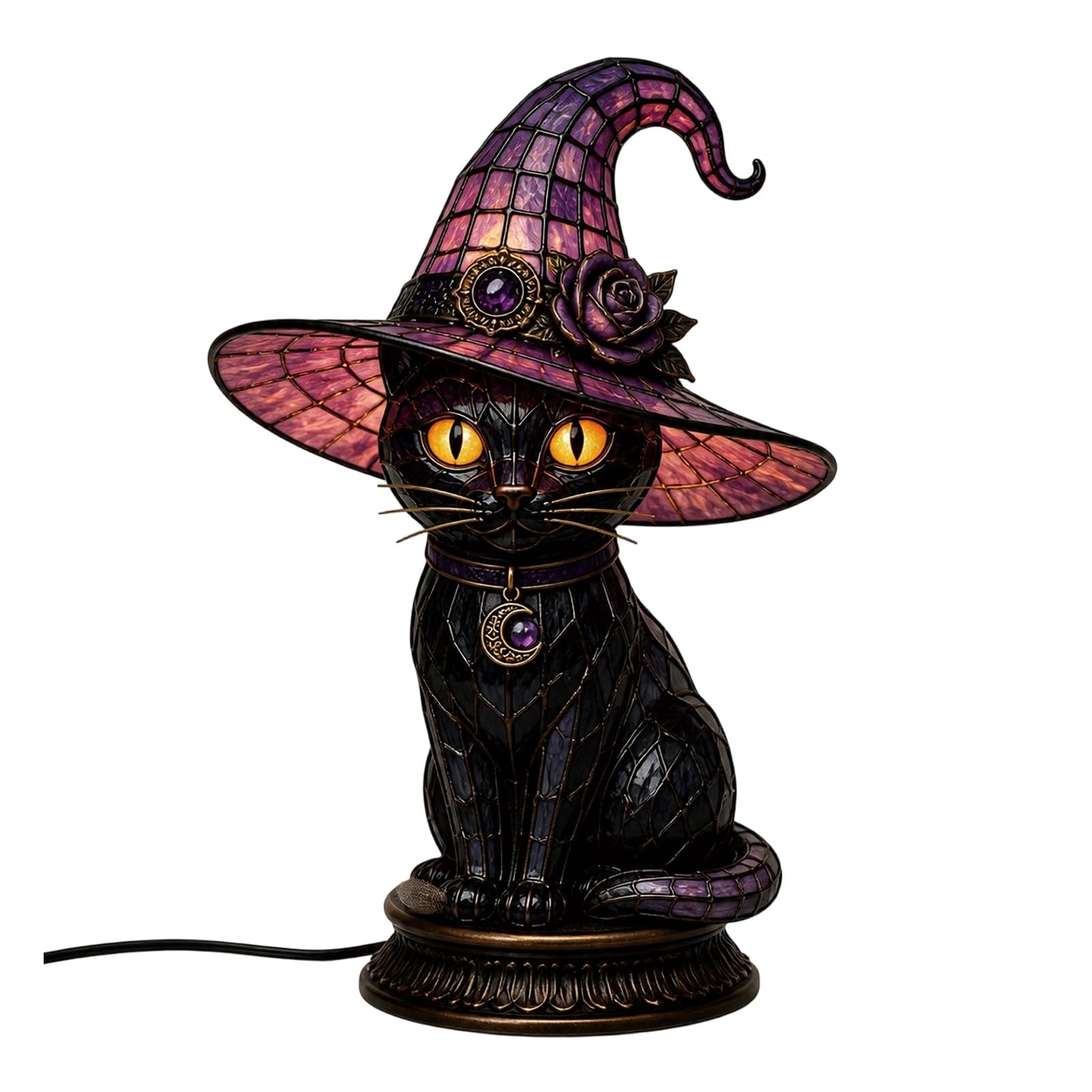 Troxel Witch Hat Lamp LED Light Gothic Decor Warm Glow Night Light for Bedroom Mantel Bookshelf Entryway Halloween Party Witchy Room B S