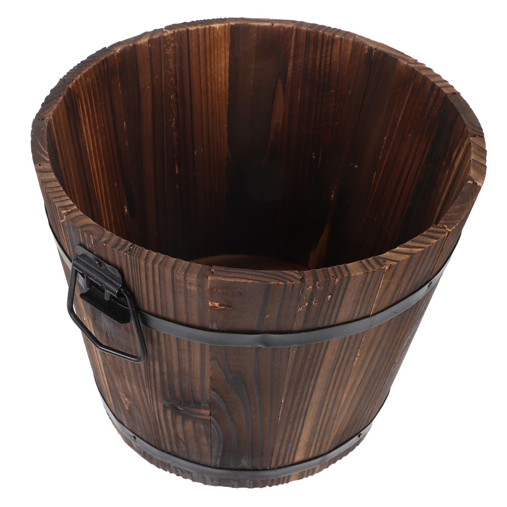 Toyvian Pot de Fleur Lumineux en Bois Carbonisé, Jardinière en Seau Anticorrosion pour Décoration de Balcon et Aménagement de Jardin Rétro