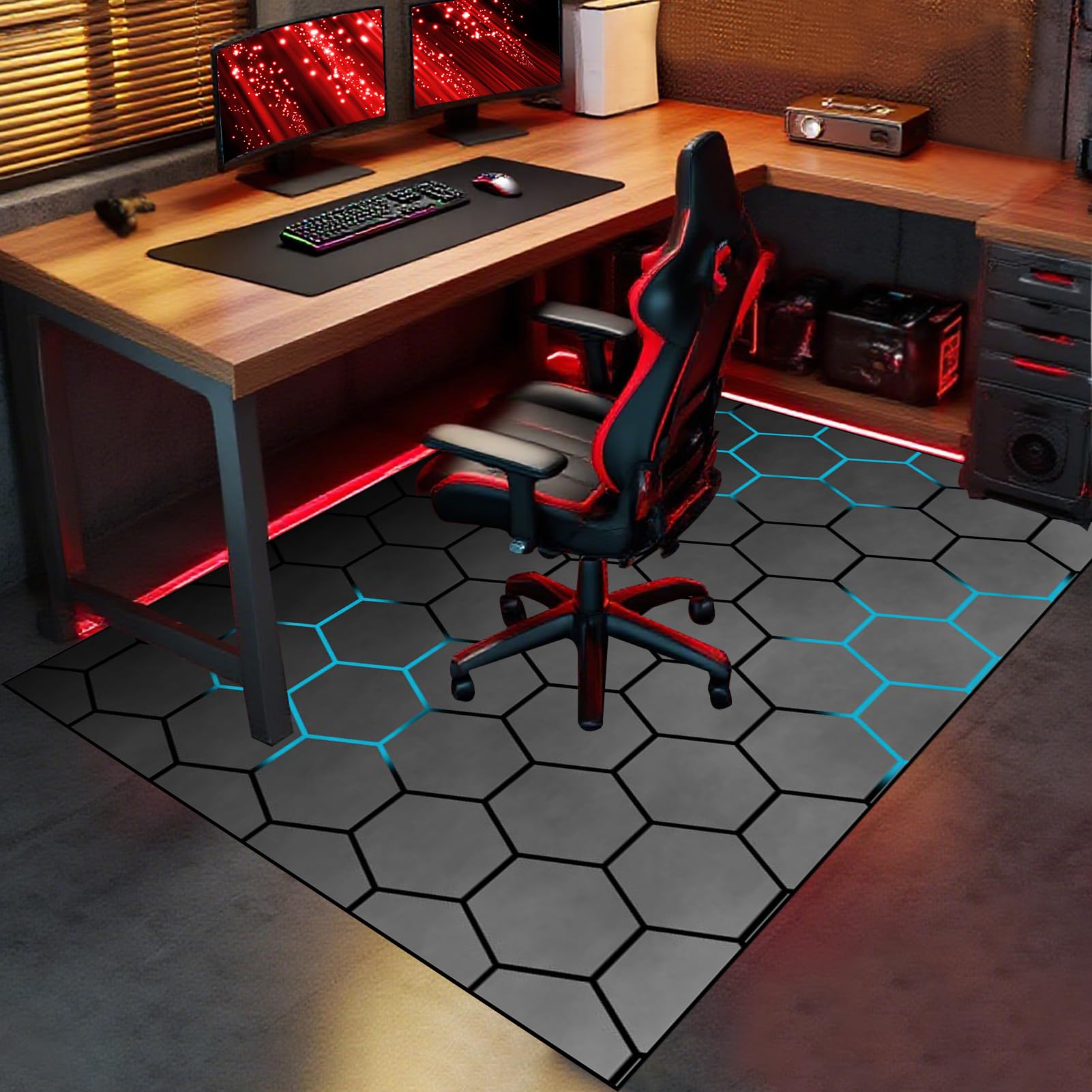 Alfombra Gamer Antideslizante para Silla Gaming Protector Suelo Silla Ruedas Alfombra Silla Escritorio Alfombra Protectora Suelo Tapete Silla de Oficina Protección Alfombra Gaming Suelo 110 x 120 cm