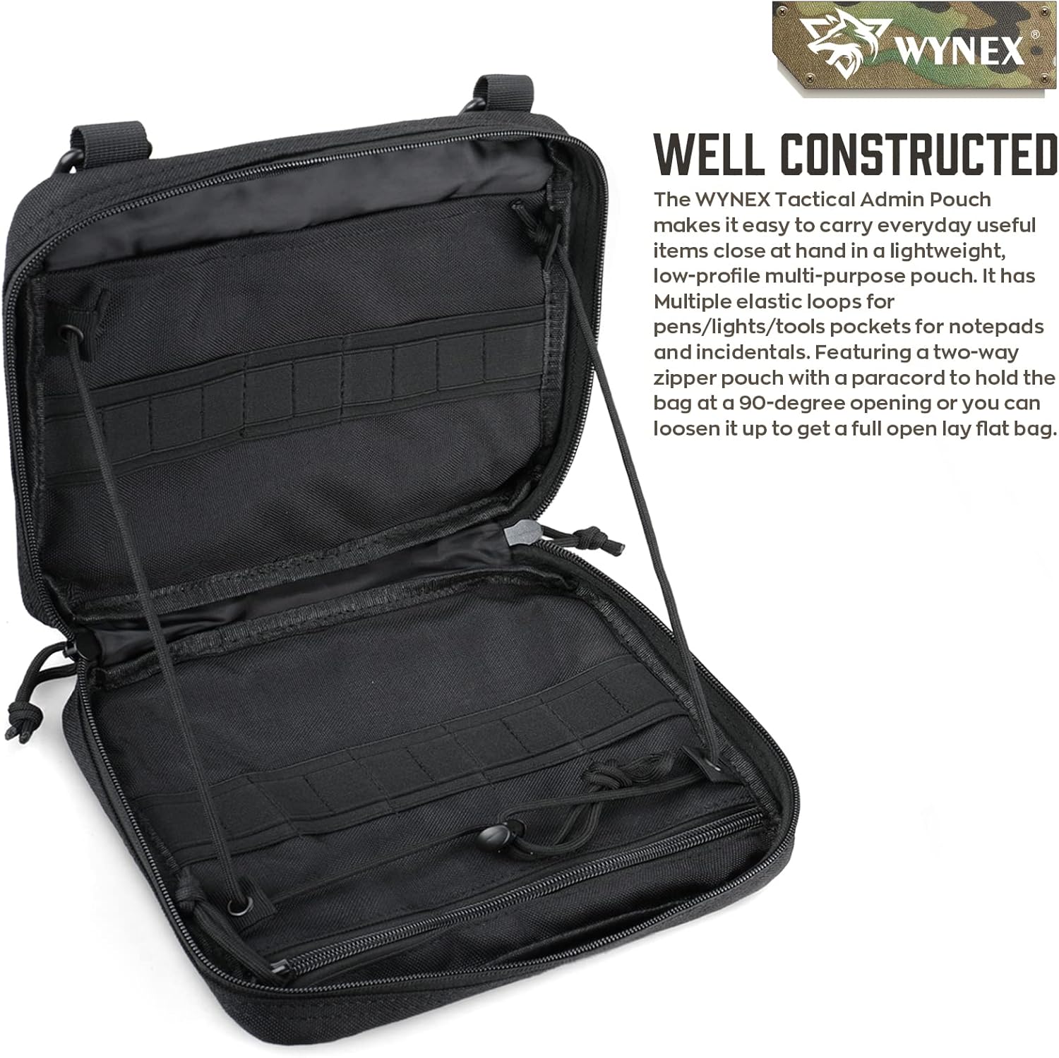 WYNEX Tactical Admin Molle Pouch, Medical EDC EMT Utility Bag, WYNEX Tactical Molle Admin Pouch, 11” Tablet Sleeve Carrying Bag, Molle Utility Tool Pouch, Electronic Organizer Pouch