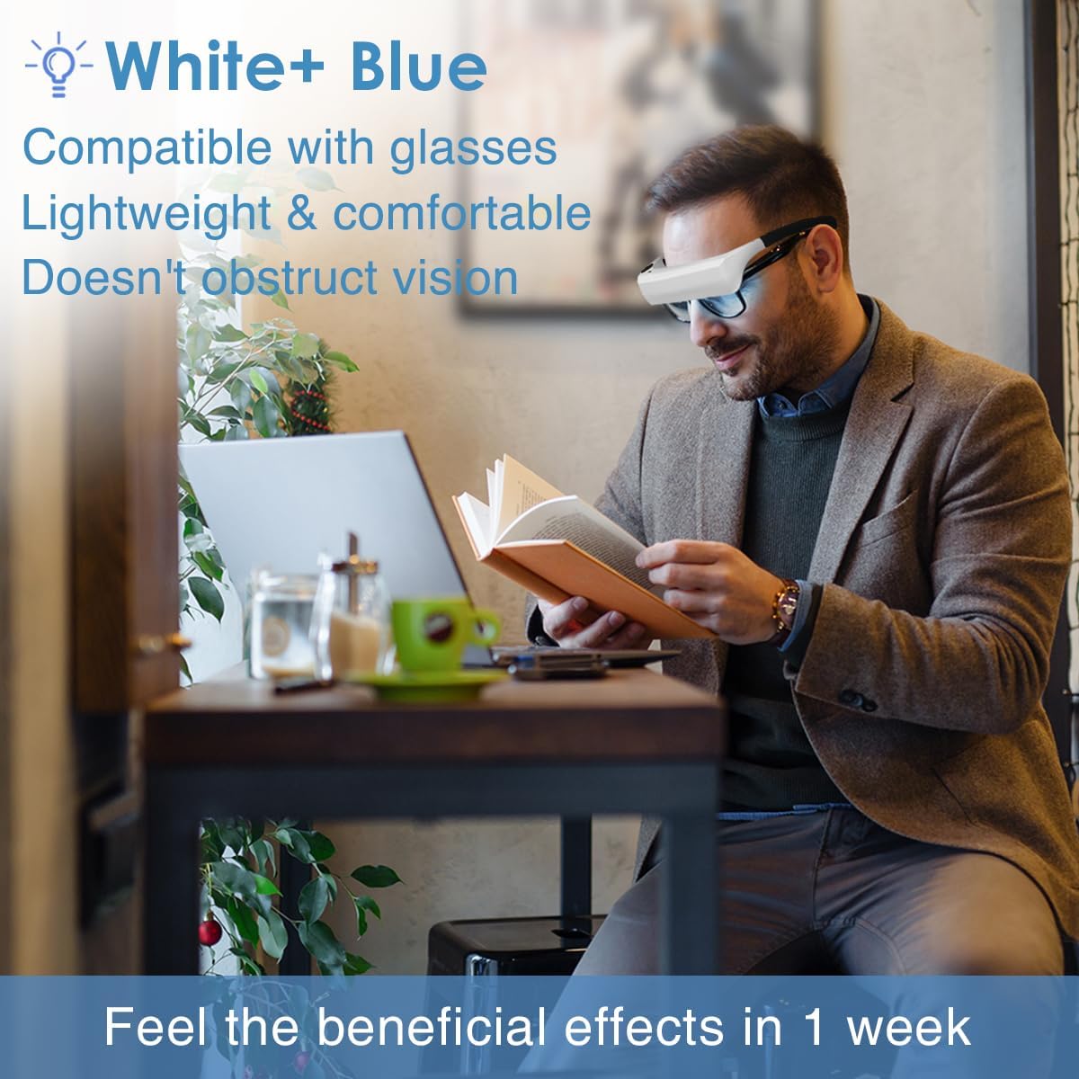 GentleGlow MEINNO Light Therapy Glasses, Blue-White UV-Free Light Therapy Lamp, Portable Daylight Lamp, Wearable Sunlight Lamp, Boost Energy, Relief for Sleep Problems, Jet Lag - Image 3