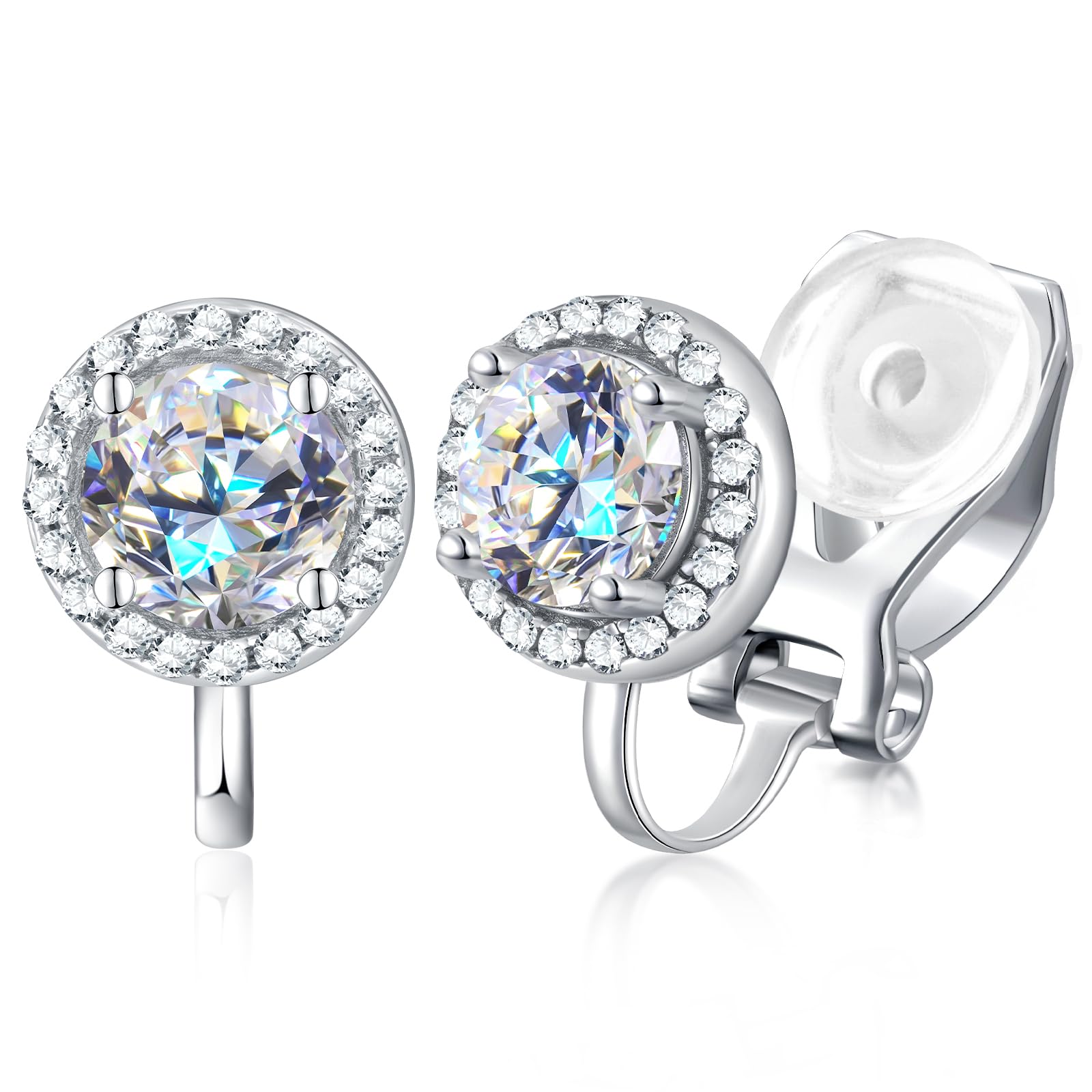 Moissanite Orecchini a clip da donna comodi orecchini non forati ipoallergenici in argento Sterling placcato oro 18 carati orecchini a clip con diamante da laboratorio gioielli regalo per senza