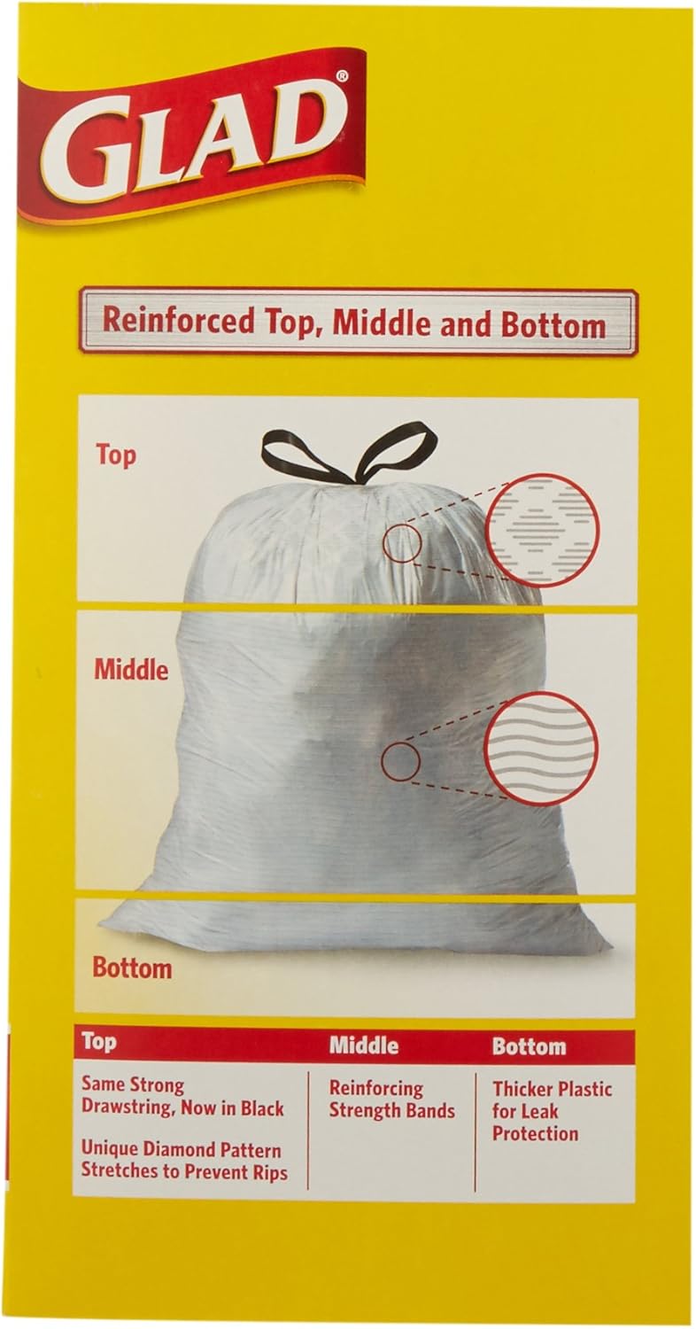 Glad 78536 Tall Kitchen Trash Bag, 90 Count - 13 Gallon
