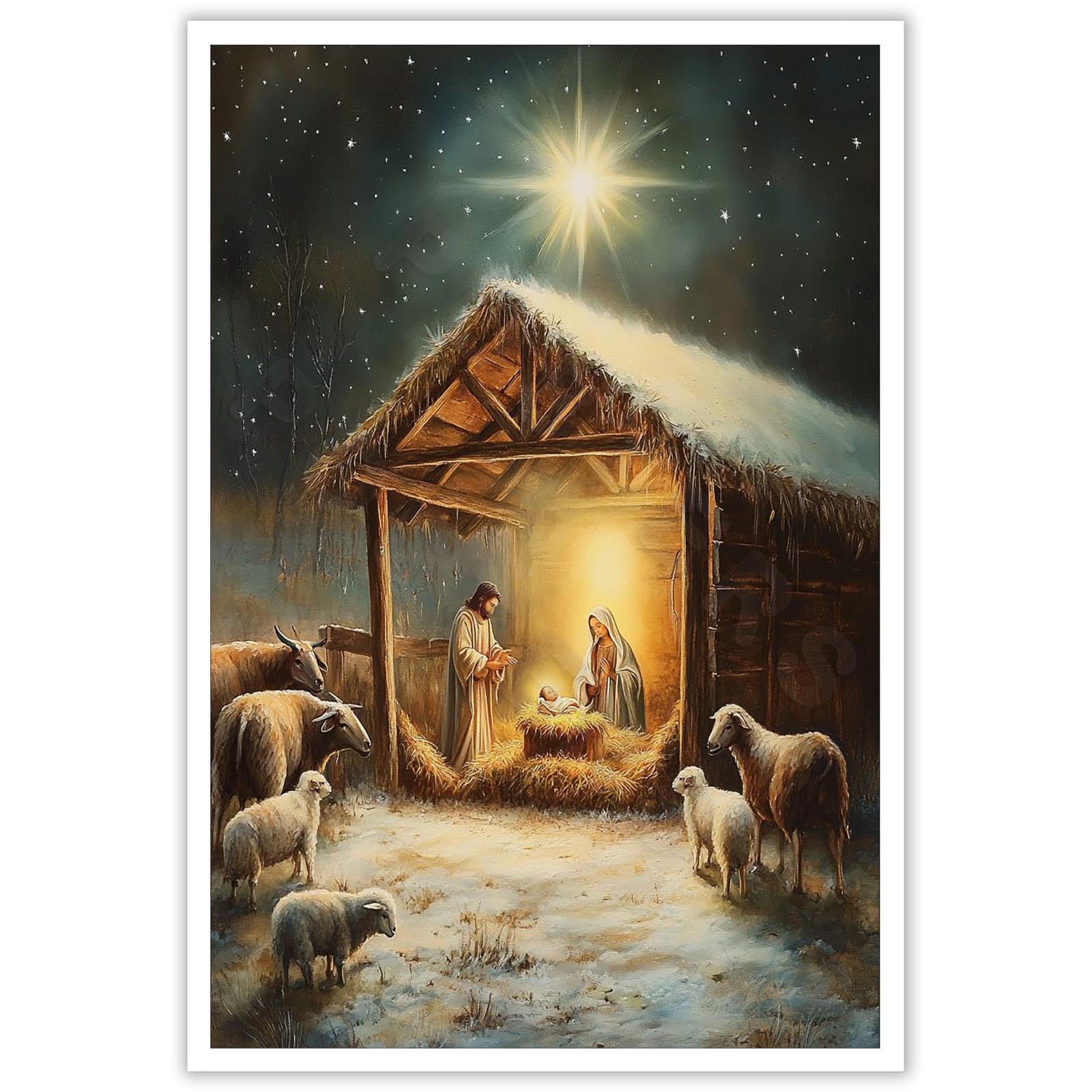 Vintage Christian Nativity Jesus Wall Art Picture Painting Print Poster Christmas Wall Decor Prints Art Religious Canvas Wall Art Church Home Room