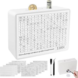 Spardose Holz mit Zähler Sparboxen mit Zahlen Ankreuzen Sparschwein | Nicht zum Öffnen Deine Sparbüchse mit Sparziel 500 1,000 2,000 3,000 5,000 10,000 Euro für Erwachsene und Kinder