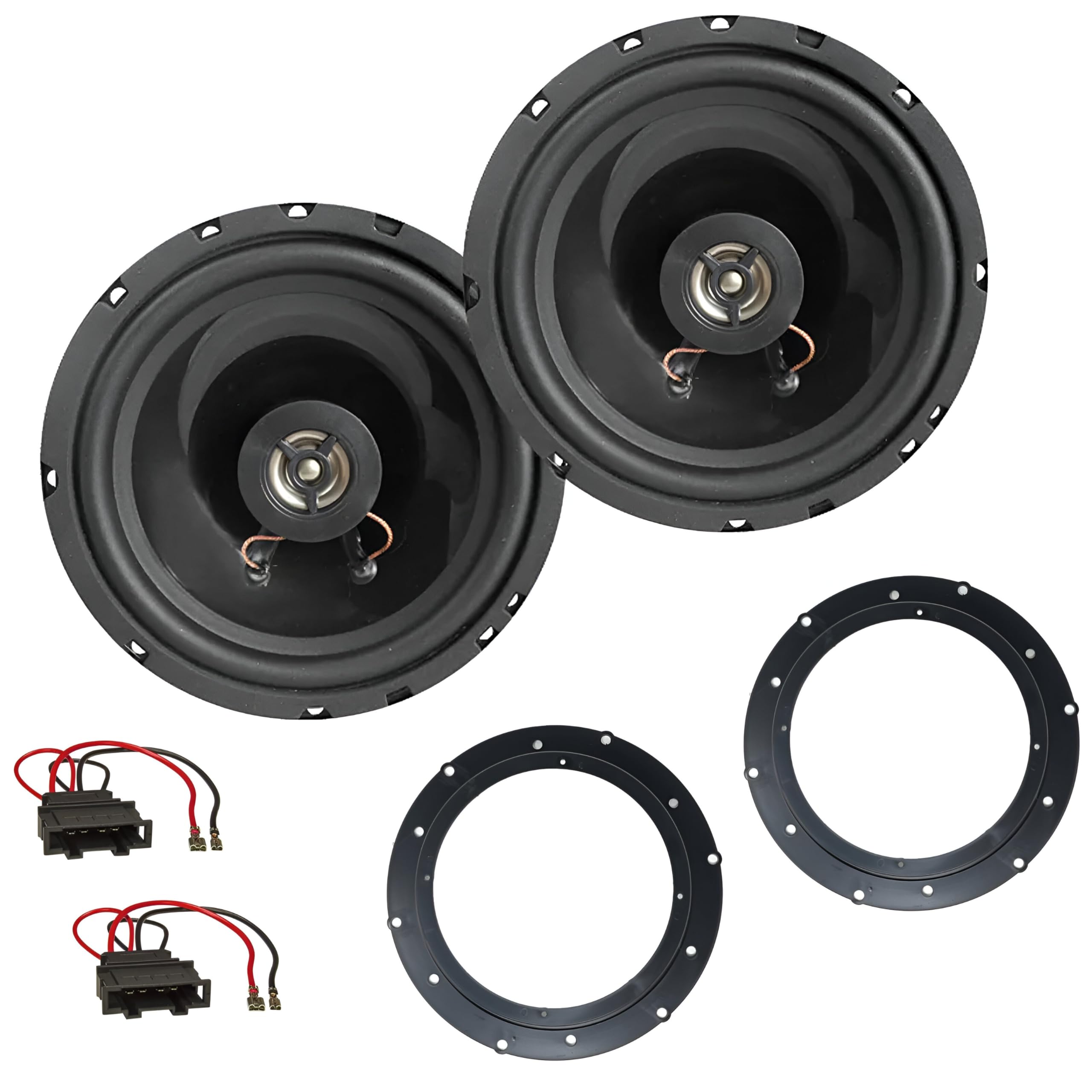 Haut-parleurs Enceintes adaptateurs Speakers 165 mm pour voiture compatible avec Audi Q3, Volkswagen Golf, T5, Passat, Touareg, Bettle, Skoda Yeti, Superb, Kodiak, Seat Ateca, Porsche Cayenne