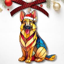 German Shepherd Ornament 2025 - German Shepherd Christmas Ornament - German Shepherd Gifts for Women, Men, Dog Lovers, GSD Mom, Dog Dad - Faux Stained Glass Acrylic Ornaments