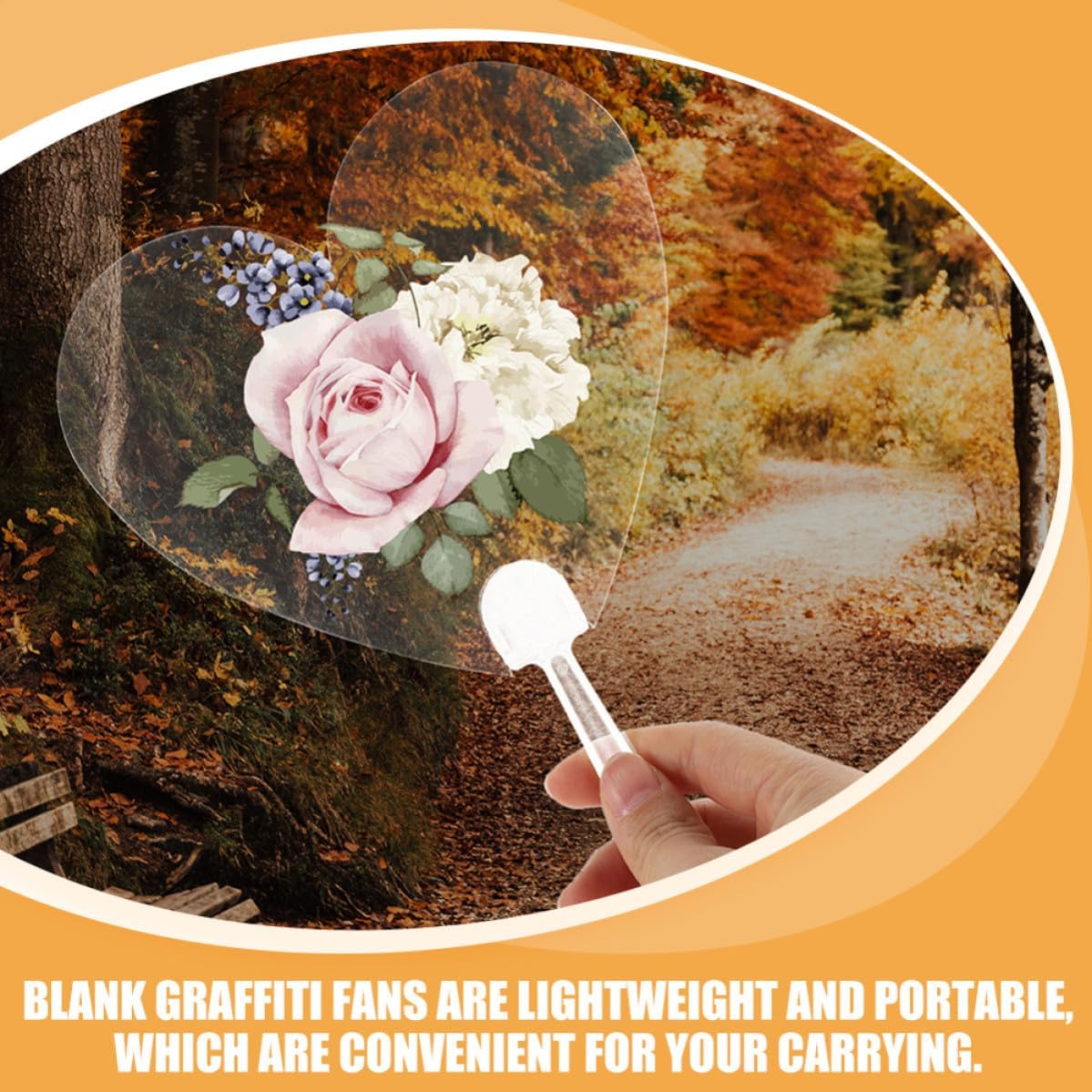HOMOCONO 8pcs Blank Hand Fans DIY Painting Fans and Heart Shape for Summer Party Craft Activities