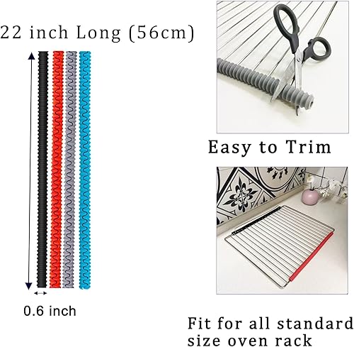 Miniatura 10 de Paquete de 4 protectores de silicona para horno, protectores resistentes al calor, protector de borde de estante para horno, 14 pulgadas de largo,