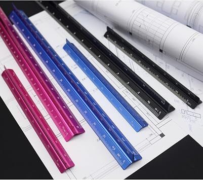 Metal Scale Ruler, Aluminium Architectural Scale Rule for Cutting for Architects, Draftsman and Students,Pink,30CM