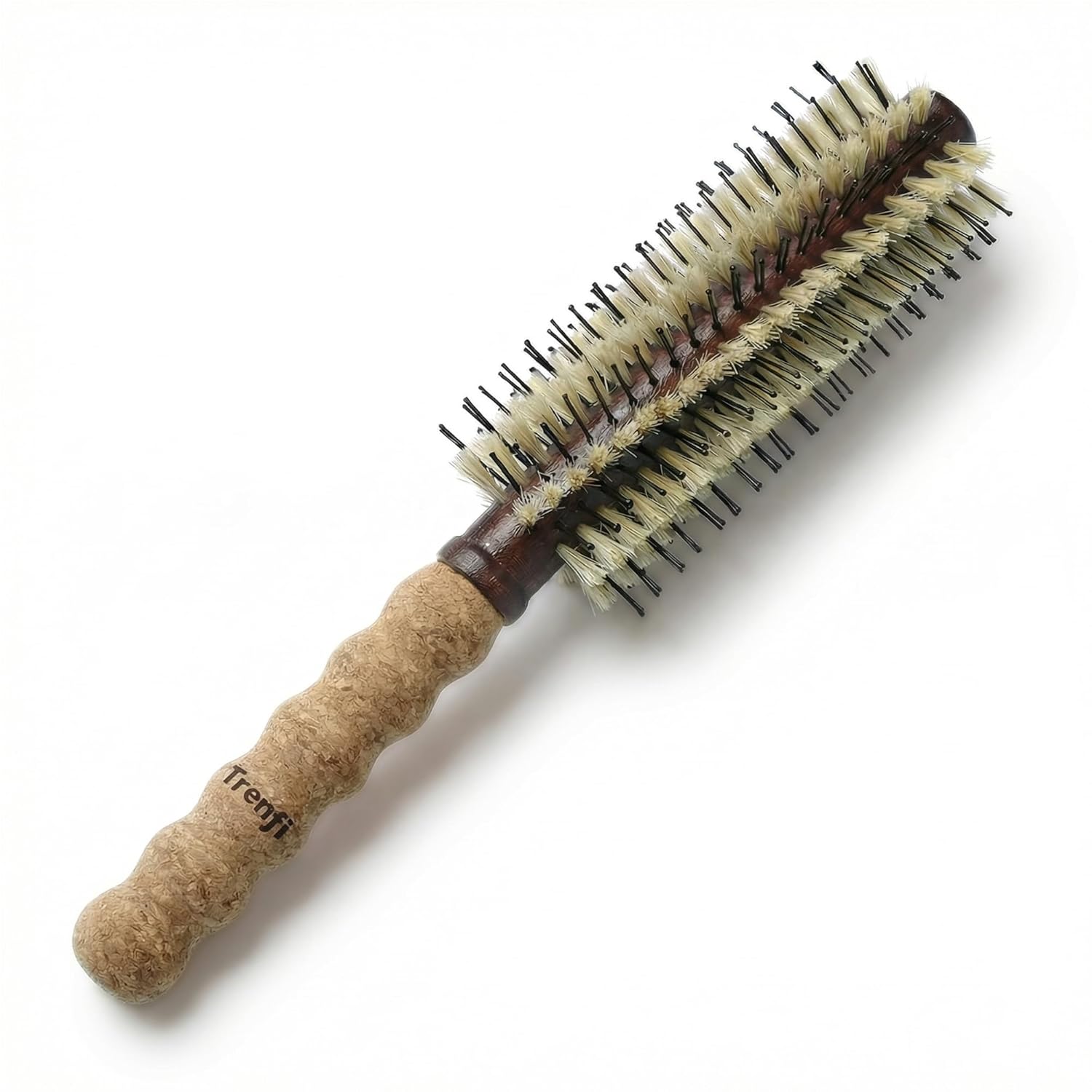 Large Round Brush for Blow Drying - 2.75 Inch Boar Bristle and Nylon Pin Barrel for Volume on Thick Long Hair - Natural Cork Handle - Professional Volumizing Hair Brush for Women