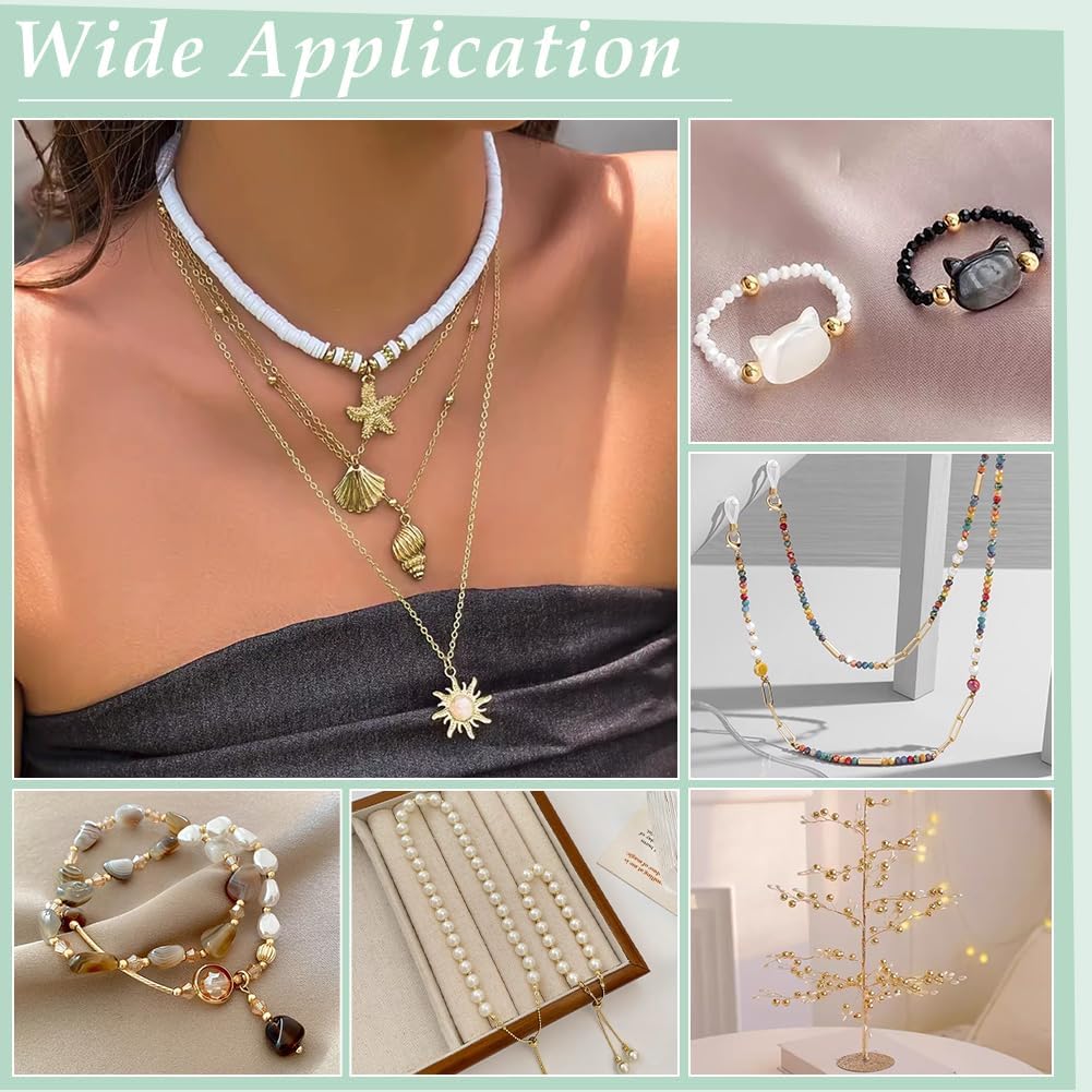 UNICRAFTALE 300Pcs 14K Gold Plated Spacer Beads Metal Round Bracelet Beads 4x3mm Small Loose Bead Smooth Bead for DIY Necklace Earring Jewellery Making - Image 6