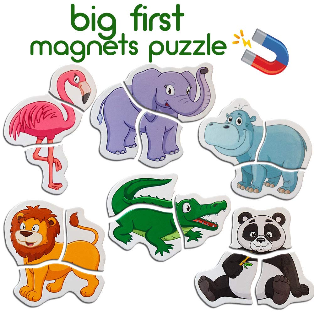 Puzzle Zoo Magnetico Bambini – 6 Puzzle Animali – Grandi Magneti Educativi Neonati – Gioco Montessori Prima Infanzia – Attività Frigorifero Scuola Materna –Regalo Bambini – Magdum