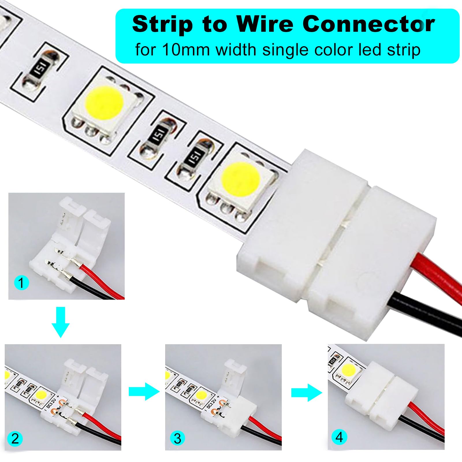 GXILEE 2 pin Led Strip Connector with Inline Switch, DC 5.5mm x
