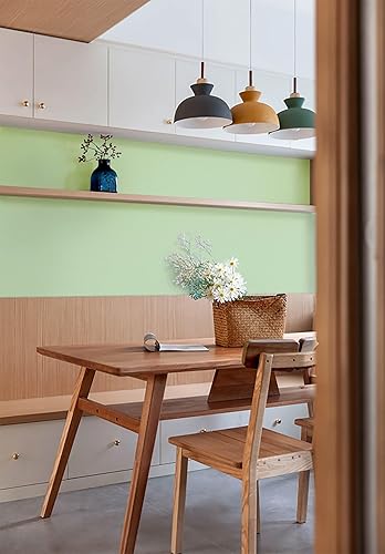 Miniatura 6 de Dimoon Papel tapiz de imitación grueso de 118 x 17.7 pulgadas, papel tapiz de imitación para despegar y pegar, papel de contacto verde puro, sólido,