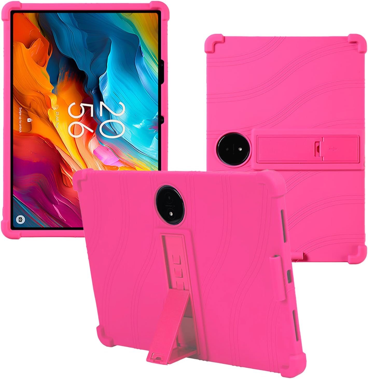 Case for TCL Nxtpaper 14 Tablet 2024 Upgraded Version,WUNIAK Premium Leather Business Folio Stand Cover with Hand Strap for Tablet，Rose Red.