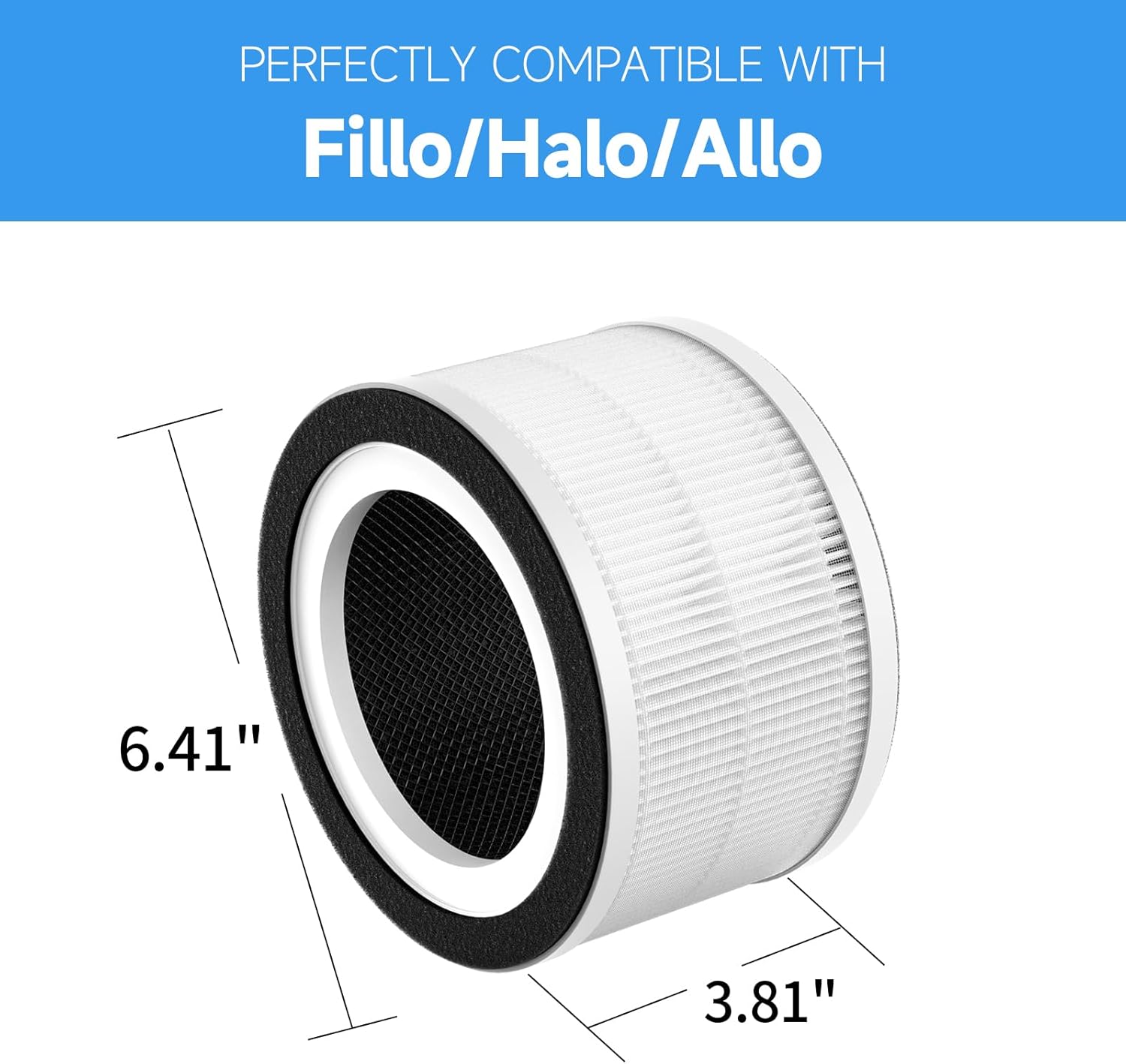 4-Pack Fillo/Halo/Allo Replacement Filter Compatible with Afloia Fillo/Halo and Mooka Allo Air Purifiers, 3-in-1 Filtration Filters - Image 3