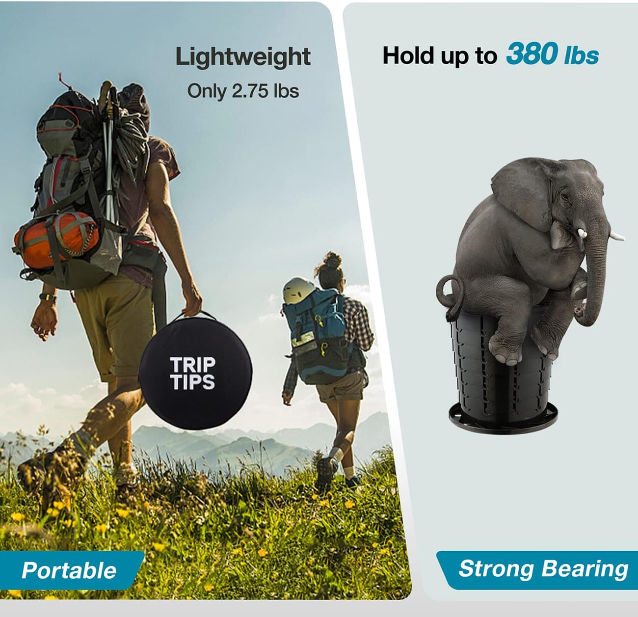 TRIPTIPS Retractable Portable Toilet and Toilet Bags 1 Roll* 20 Counts