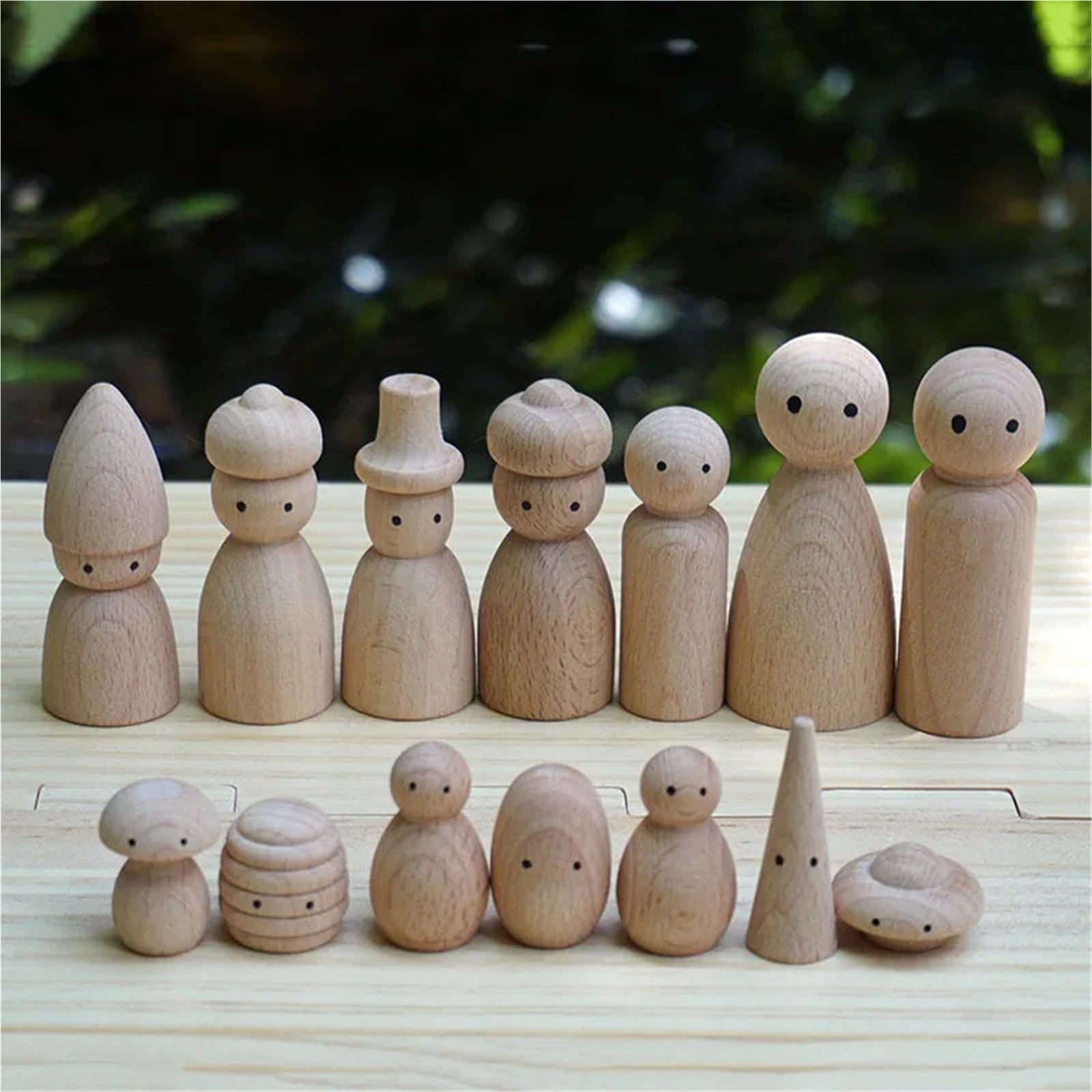 Muñecas de Madera Peg 50 piezas de manualidades madera sin pintar, muñeca con clavija Natural, espacios en blanco for decoraciones(Bamboo Shoots)