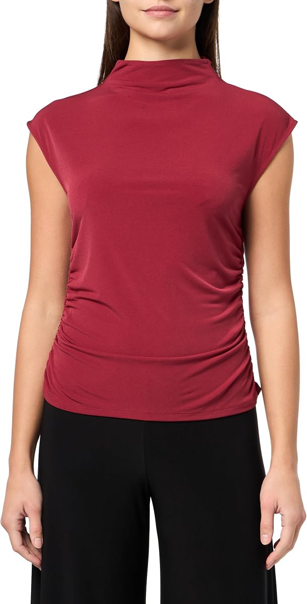 DKNY Blusa sin mangas con cuello simulado para mujer