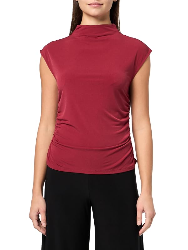 DKNY Women's Sleeveless Mock Neck Jersey Blouse, Merlot by DKNY - Used condition - US$28.06