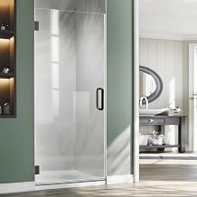 36" W X 76" H Single Swing Hinged Shower Door in Matte Black