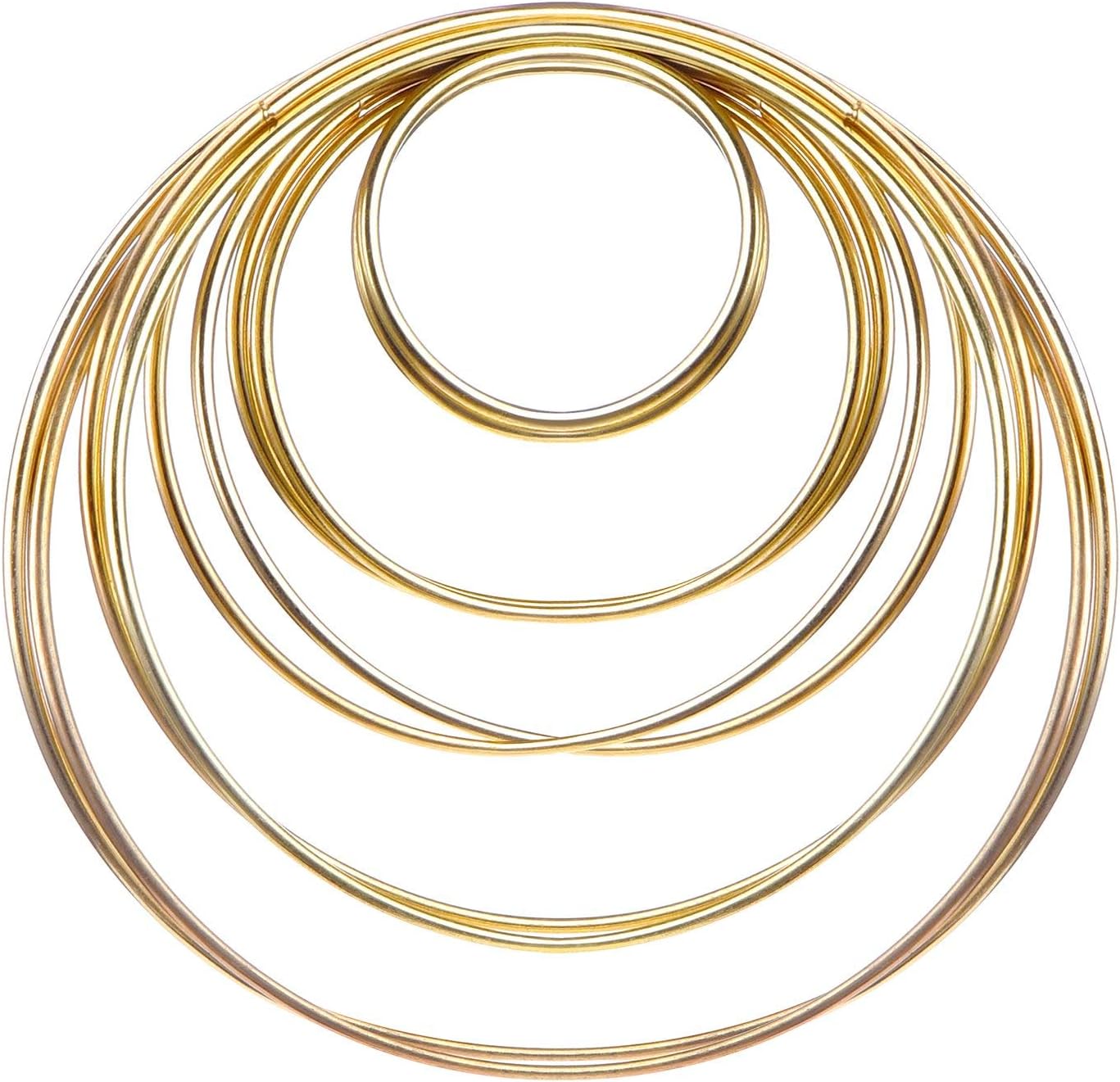 EBOOT 10 Pcs Metal Rings for Crafts Dream Catcher Hoops Macrame Gift Steel Craft Rings Floral Hoop for Making Wedding Wreaths Macrame Wall Hanging Decor 2/3/ 4/5/ 6 Inches (Gold)