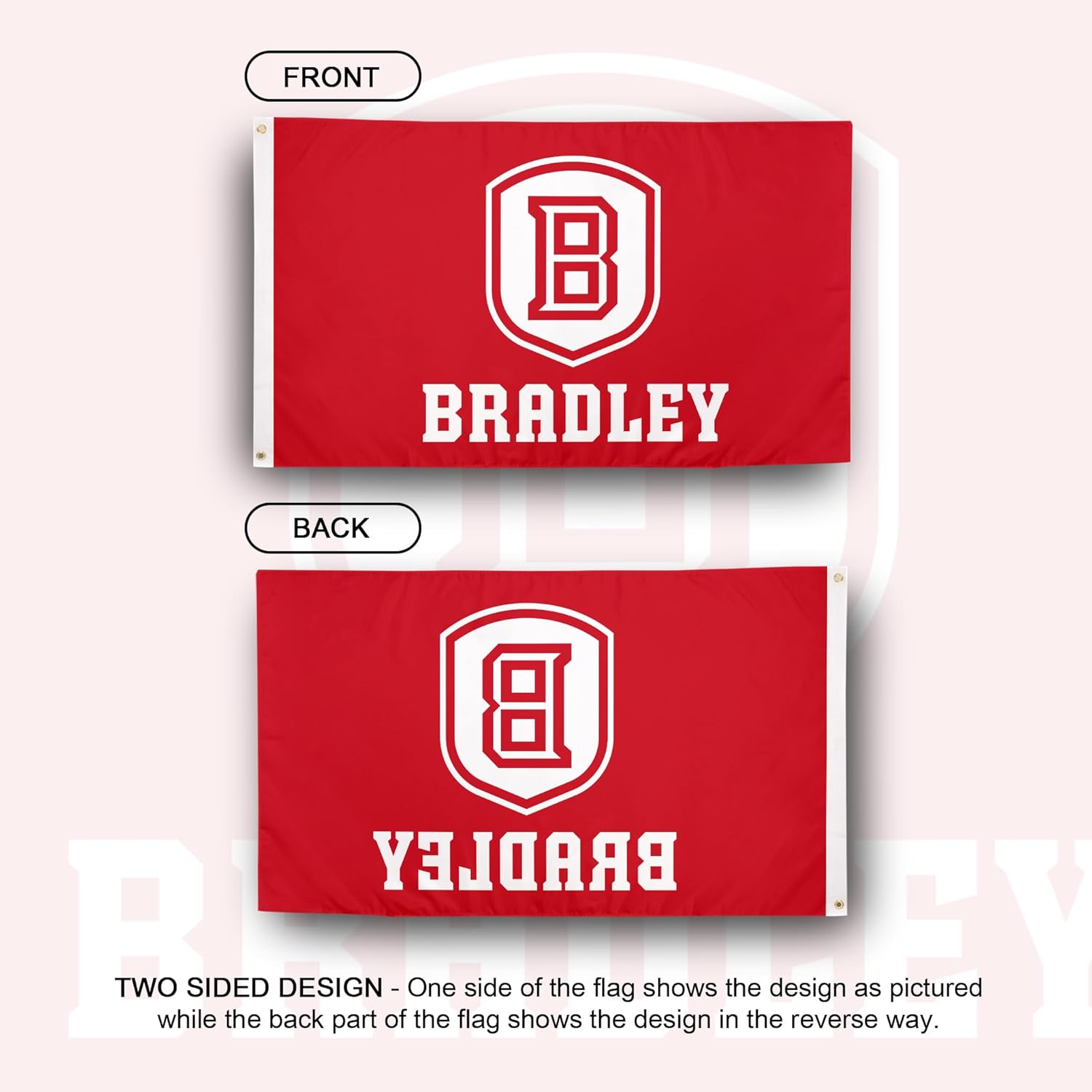 Desert Cactus Bradley University BU Flag - 3 x 5 Feet Braves Banner, Indoor/Outdoor Durable Fabric, 100% Polyester Design (Style 1)