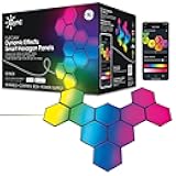 GE Dynamic Effects Indoor Hexagon WiFi Smart LED Color Changing Lights, Wall Light Panels for Room Décor, Gaming Setup, Music Sync LED Wall Art, Works with Alexa and Google, 10 Panels