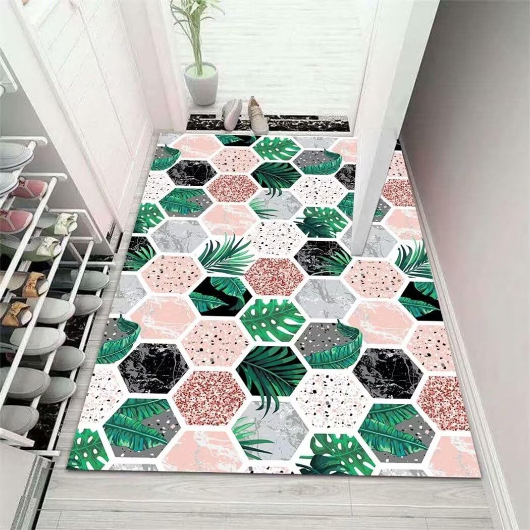 Tapis de salon géométrique moderne vert 100x160cm antidérapant pour chambre