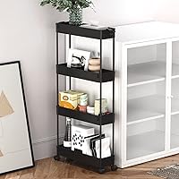 Vista 6 de SAKA - Carrito de almacenamiento delgado, carrito de almacenamiento rodante para el baño de 4 niveles, carrito organizador móvil de estanterías