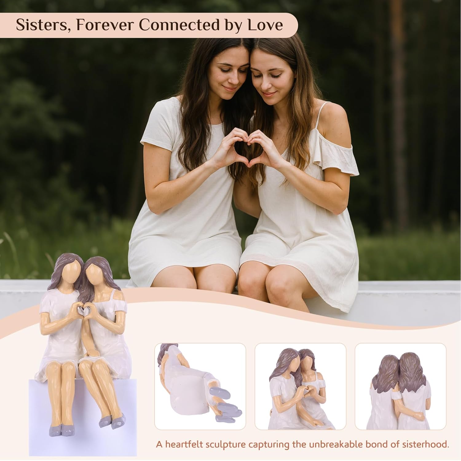 Sister Friendship Figurine – Meaningful Best Friend Birthday Gift for Women, Sisters by Heart, Soul Sisters, Sister in Law, Mothers & Daughters, or Long Distance - Image 3