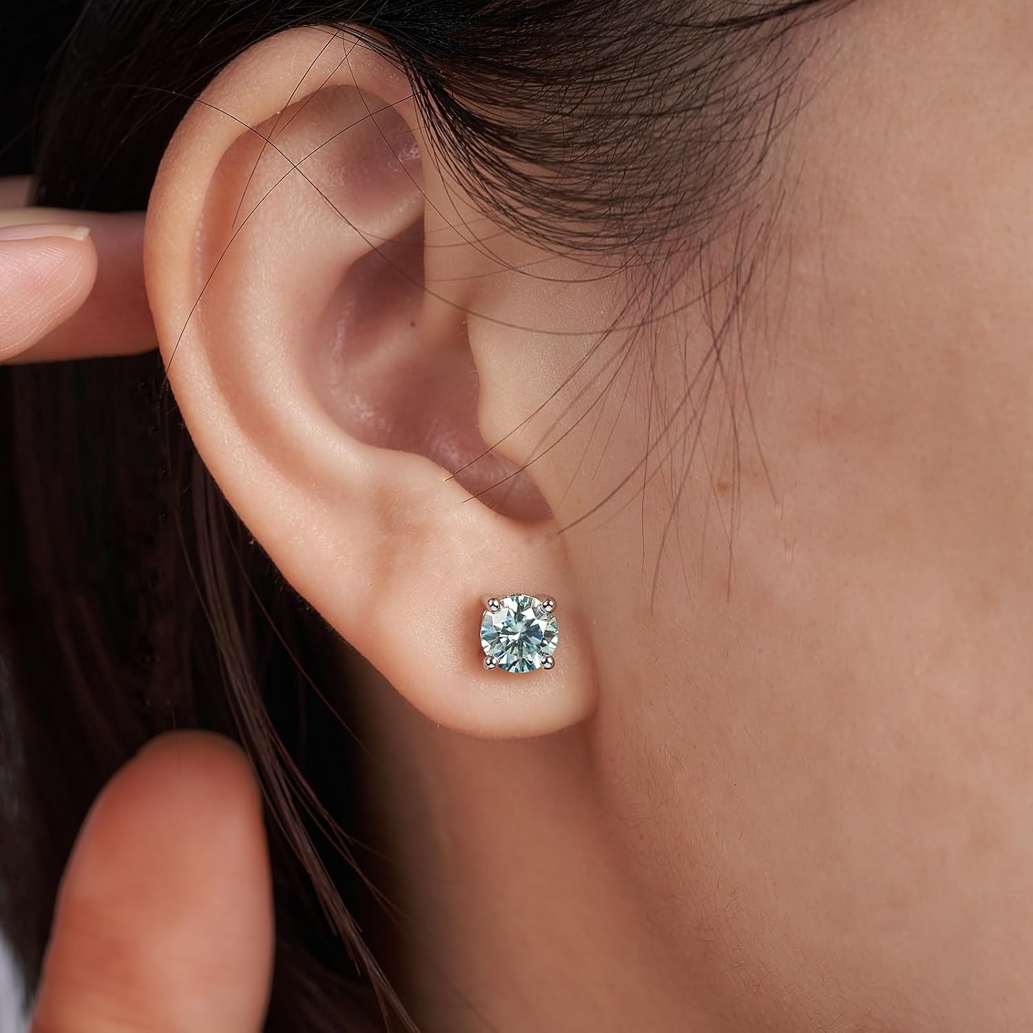 YODEWA 1/2/3ct Moissanite Stud Earrings for Women 925 Sterling Silver Hypoallergenic Butterfly Back 1 Pair DEF Color Lab Created Brilliant Round Moissanite Earrings