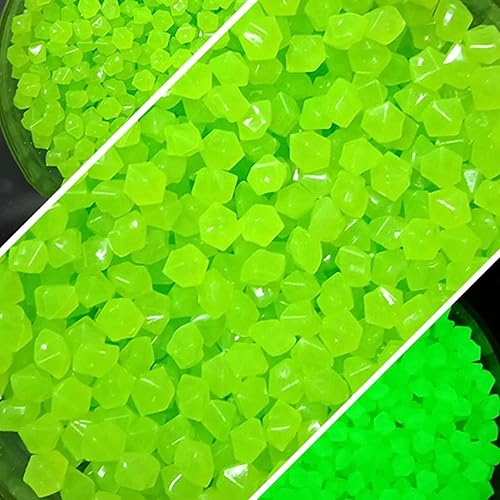 Miniatura 3 de 200 piedras brillantes, piedras luminosas de jardinería, rocas luminosas para decoración al aire libre, agua brillante, pecera, grava, verde