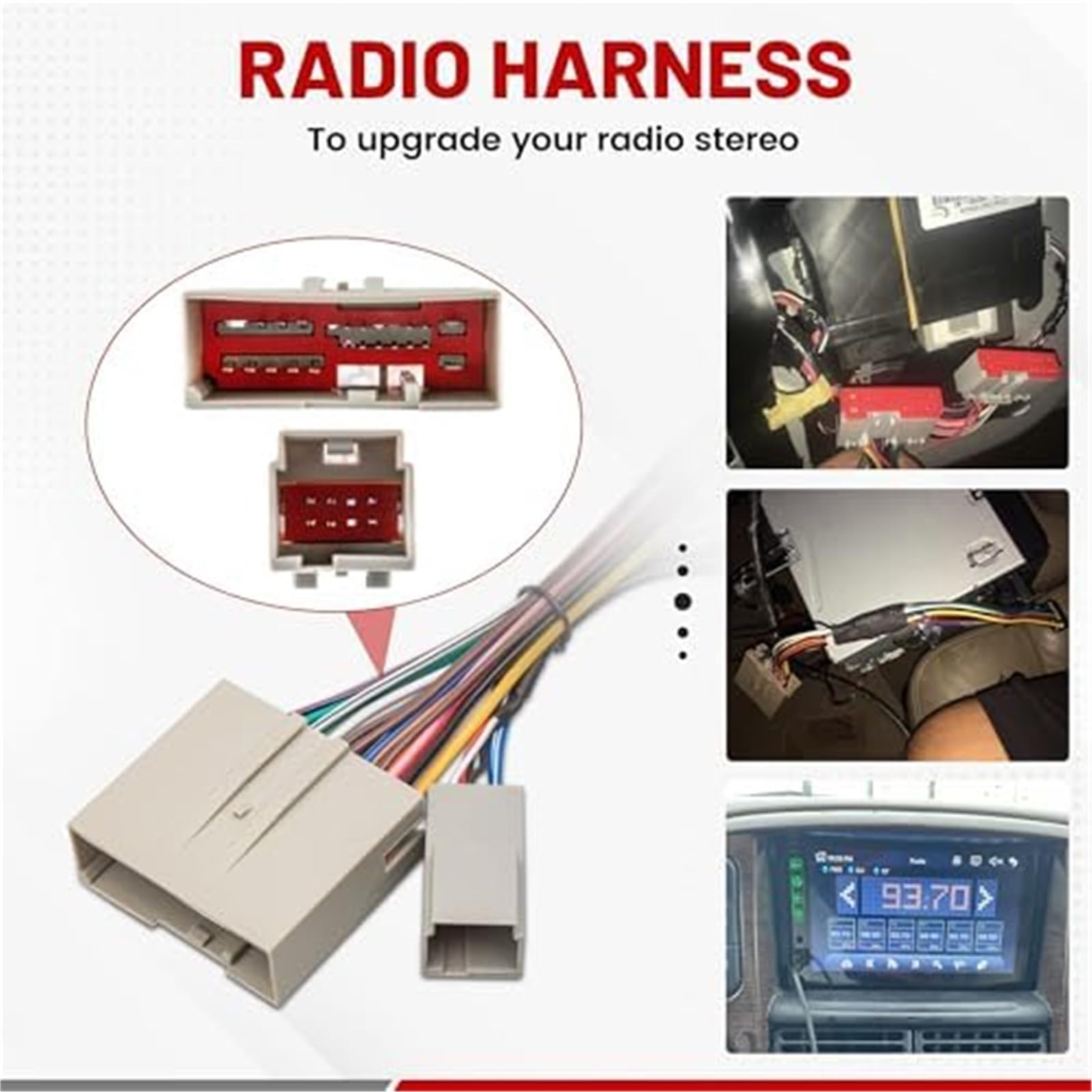Reemplazo con, Ford, for F-150, F250, for Lincoln, for Mercury, 2003-2013 Arnés de cables for radio estéreo Unidad principal Adaptador de video RCA Conector de entrada de alimentación de ampli