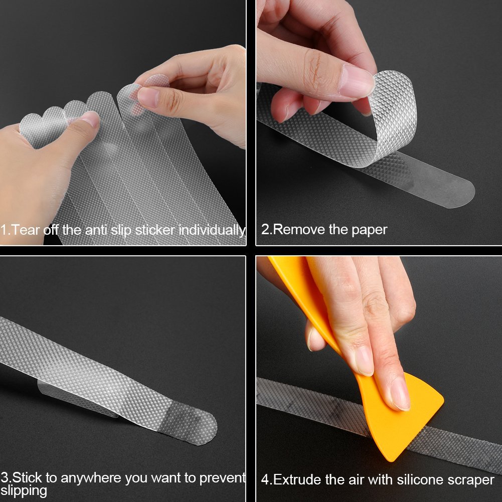 YBLNTEK 24 pcs Adhesive Bath Treads Non Slip Shower Stickers Strips