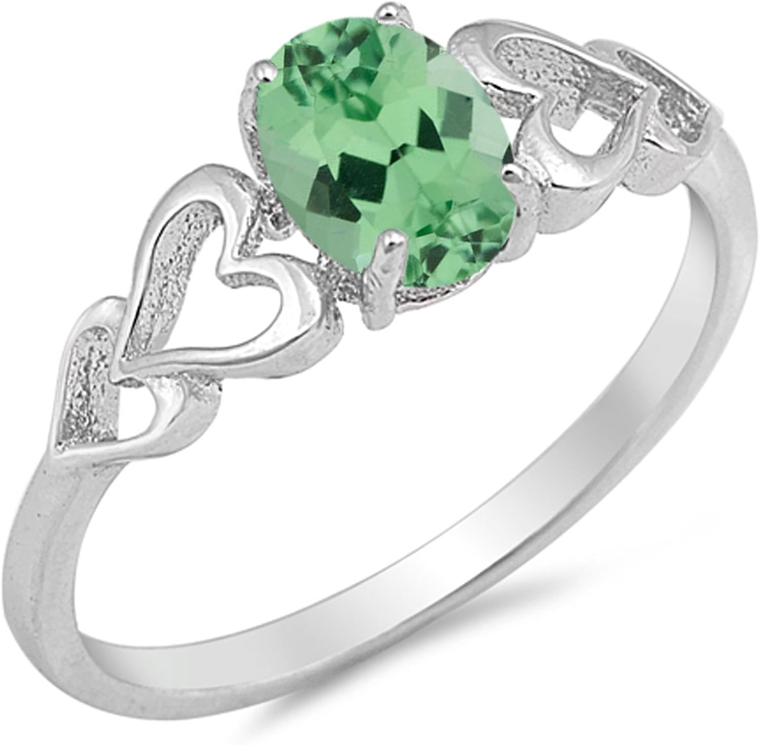 CHOOSE YOUR COLOR Sterling Silver Oval Heart Ring